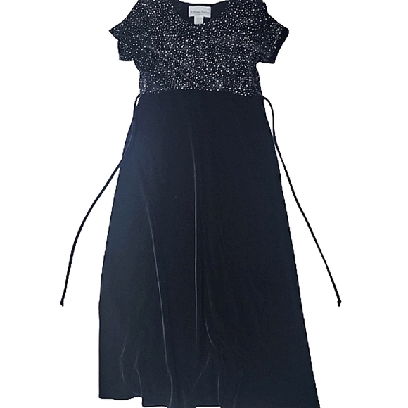 Black Velour Rhinestone Cosmic Star Short Sleeve Maxi Whimsigoth Dress ♥️ - Picture 1 of 6